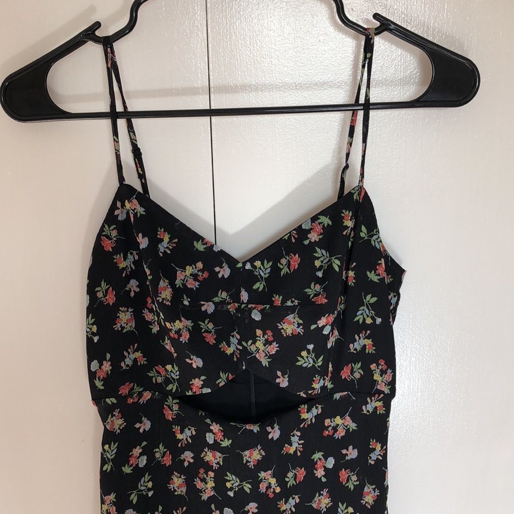 Bailey 44 Black Pink Floral Cutout Midi Dress - Picture 4 of 8